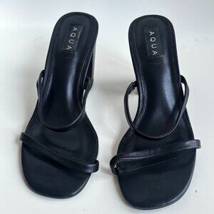 Aqua strappy block heel